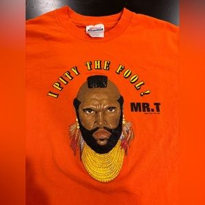 VTG 2000 Mr. T I Pity the Fool Print Orange T-Shirt Youth Large Y2K Retro TV
